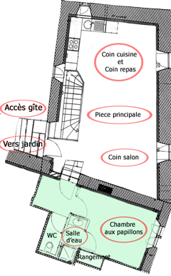Plan du gîte du Martinel (haut)
